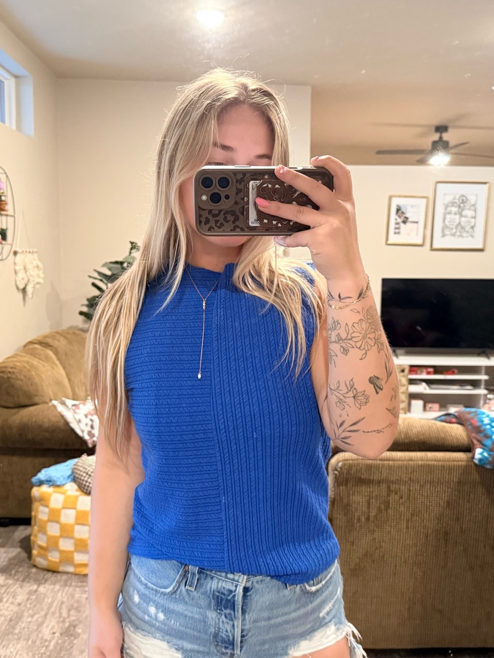 Gilded Intent Royal Blue Ribbed Sleeveless Knit Top